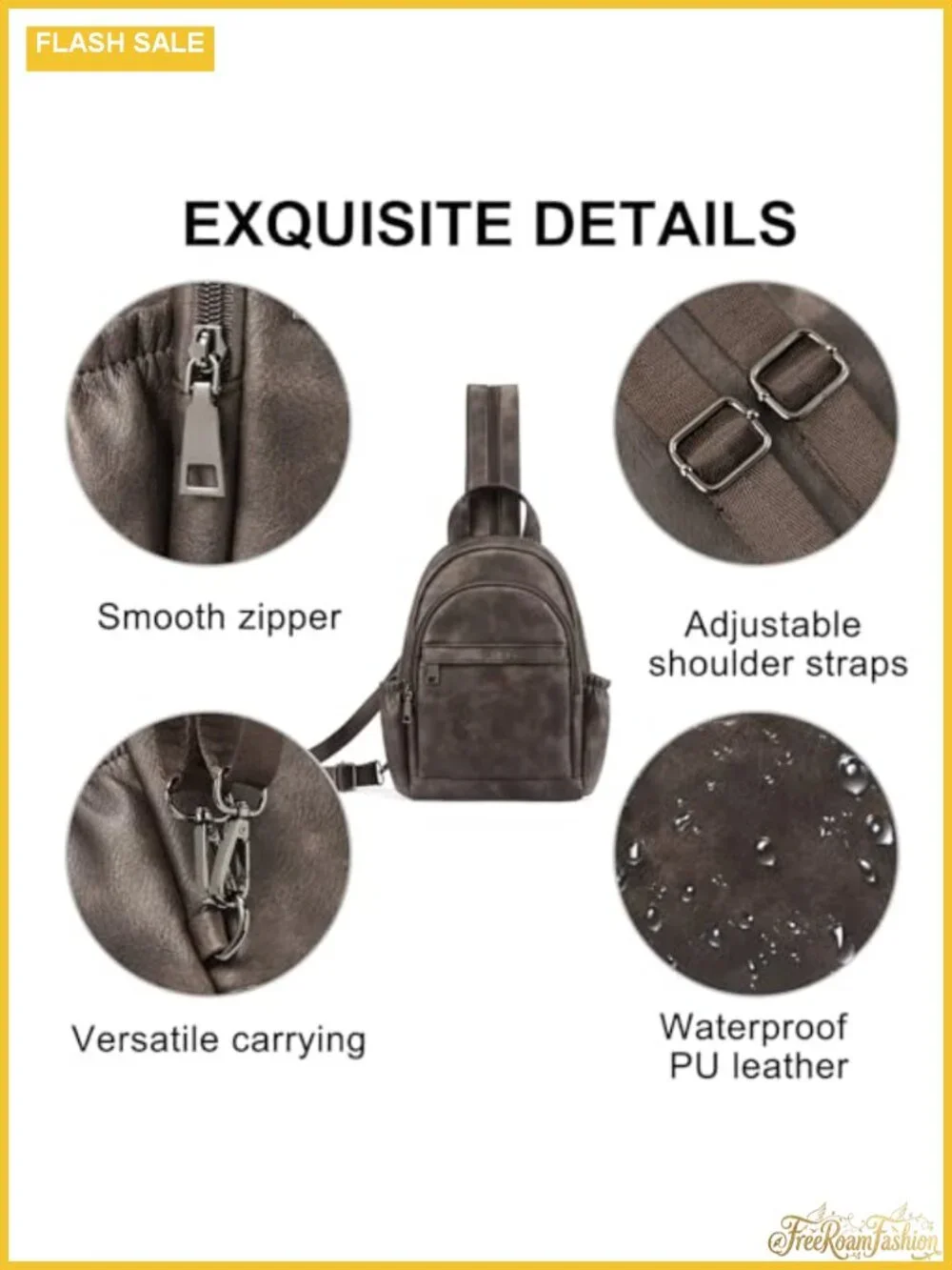 Sling Bag for Women Leather Convertible Crossbody Backpack Purse Travel